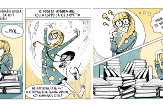 Martin Rattasin sarjakuva Tapahtuipa silloin, kun me mentiin Suomeen