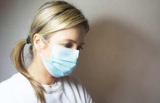 Woman with face mask
