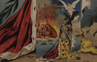 Venäjän-Japanin sotaa dramatisoiva lubok-painokuva vuodelta 1904.