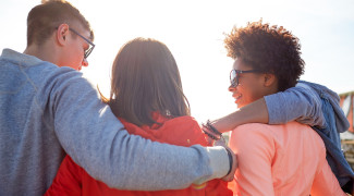 Young people from behind.