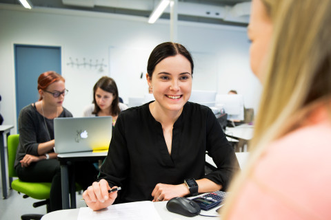 Opiskelijat tekevät ryhmätyötä.