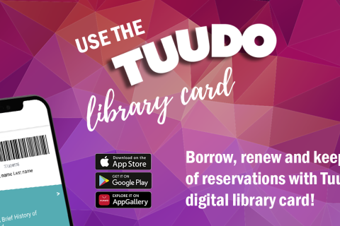 Ad for Tuudo mobile app: Use the Tuudo library card