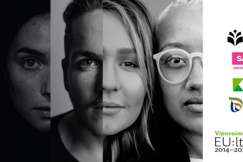 Kuvassa neljän naisen kasvot