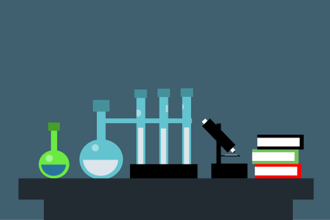 Laboratoriovälineitä pöydällä