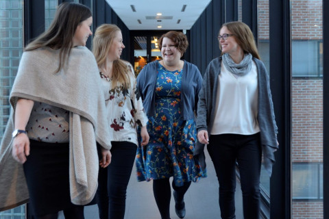 Group of researchers walking.