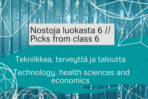 abstraktilla taustalla teksti.