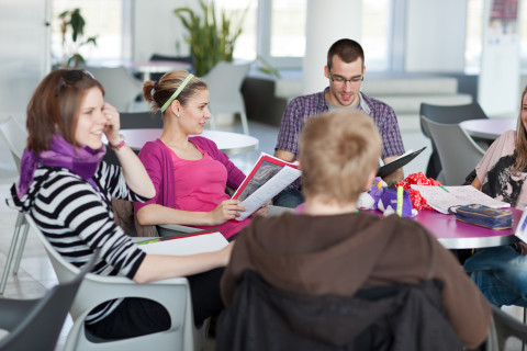 Students around the table.