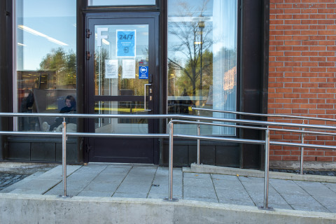 The library's entrance to the 24/7 self-service facilities in Carelia building