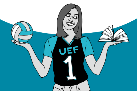 Urheilijaopiskelijoihin liittyvä kuvitus.