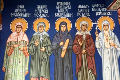 Fresco from St Herman of Alaska church, with female saints