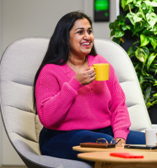 Student drinking coffee
