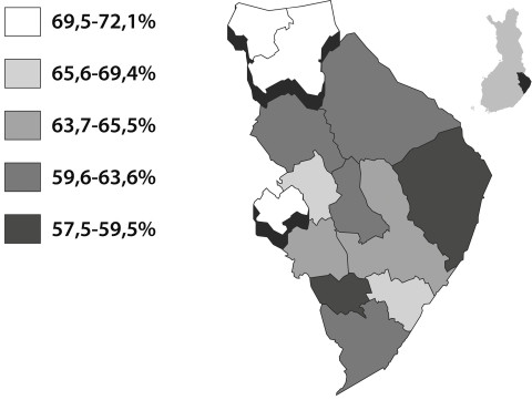 Grafiikka tyypin 2 diabetespotilaista Pohjois-Karjalassa