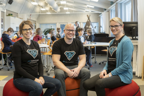 Teachers in a multi-purpose classroom.