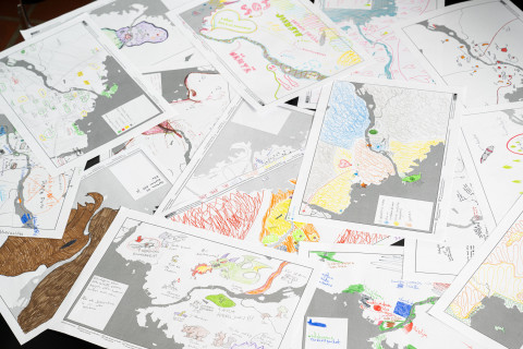 Lasten tekemiä karttoja Joensuusta.