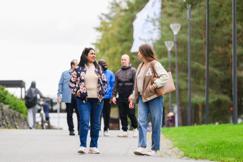 Students walking on campus