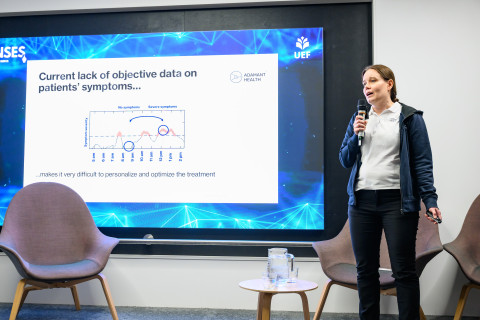 CTO & Chief Scientist Saara Rissanen esitteli Adamant Health -yritystä UEF Startup Day -tapahtumassa 12.3.2026.