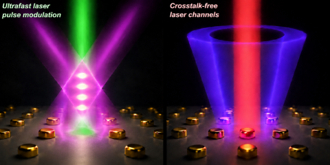 Plasmonic laser image. Image Laura Yrjänheikki and Tommi Hakala.