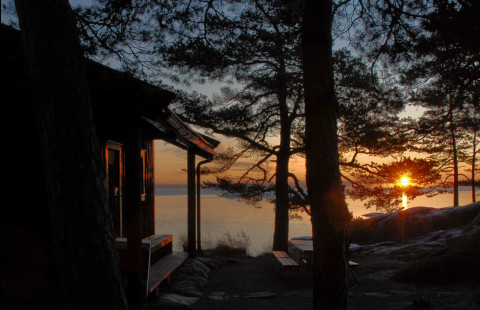 Finnish sauna by the lake
