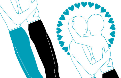 Piirroskuva halaavista ihmisistä