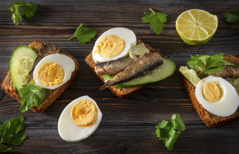 Fish and egg sandwiches