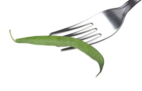 Vihreä papu haarukassa