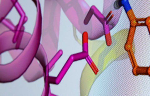 Molecular modelling of an antibiotic medicine.
