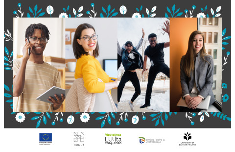 Hymyileviä nuoria jotka katsovat kohti kameraa.