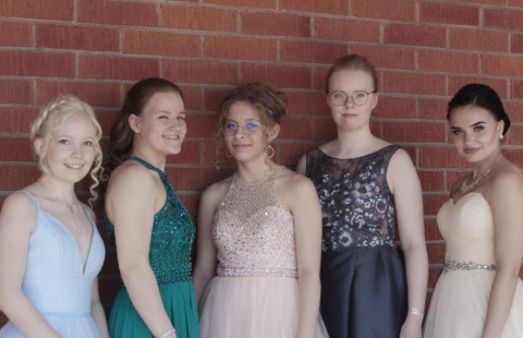 Vanhojen pukuloistoa ryhmäkuvassa