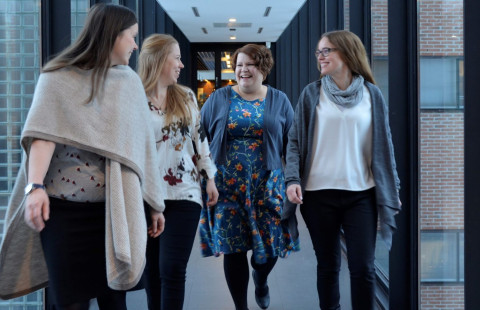 Group of researchers walking.