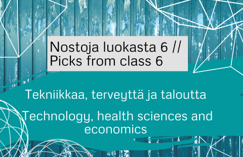 abstraktilla taustalla teksti.