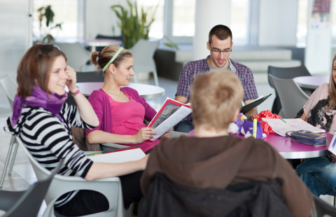Students around the table.