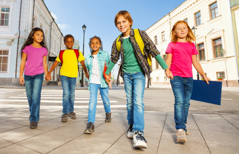 Children walking together.