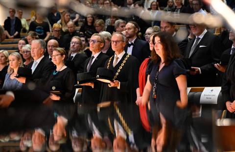Rectors of the University of Eastern Finland and other UEF members at the Opening Ceremony of the Academic Year 2025-2026 on 4 September 2025.