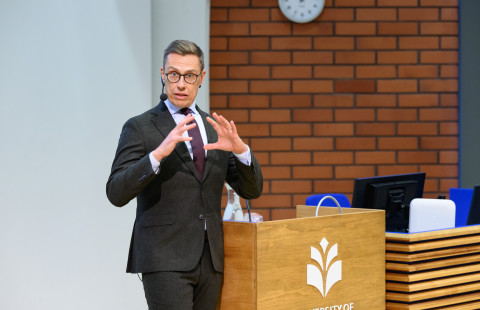 President of the Republic of Finland Alexander Stubb delivered a public lecture at the University of Eastern Finland on 12 November 2025.