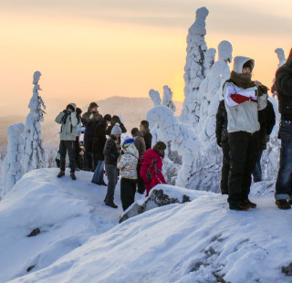 People at the top of the Koli Hill near Joensuu.