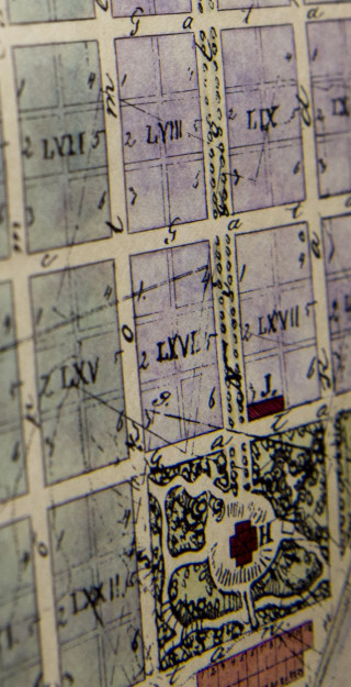 Kuva vanhasta kaupungin kartasta.